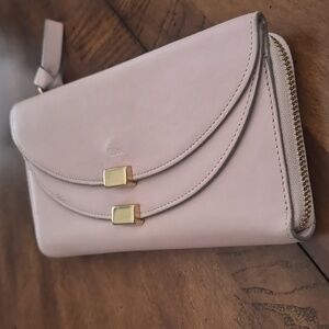 Chloe 2017 Pale Pink Lambskin Double Flap Zip Around Wallet